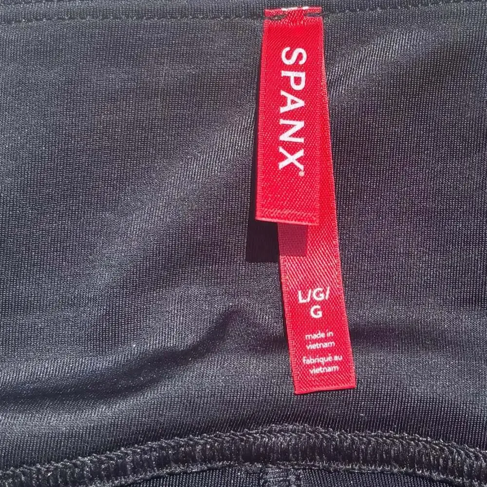SPANX Faux Leather Leggings Black Size Large High Waist Shaping Style 2437